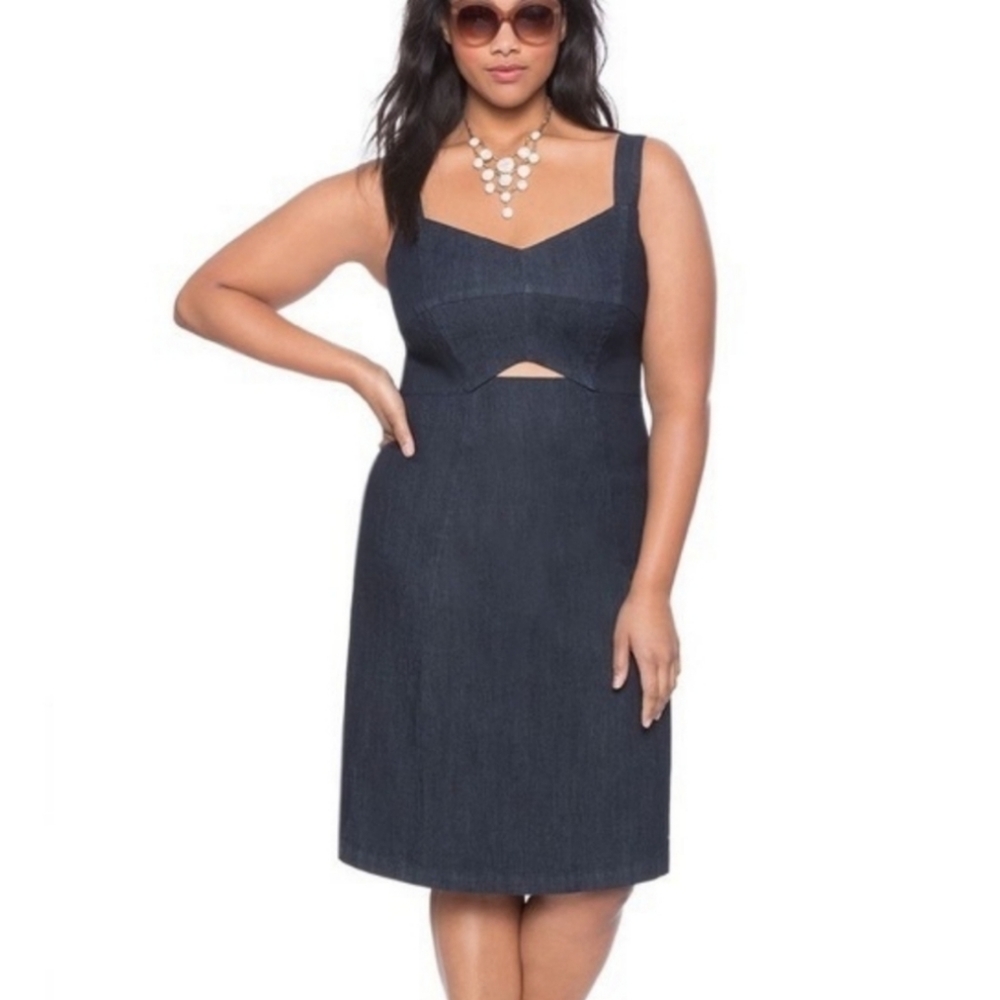 Eloquii Dark Denim Cutout Sheath Dress